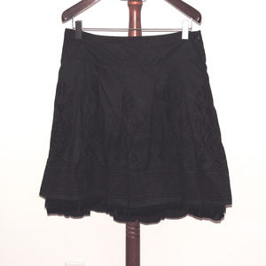 Apt. 9 pleated flocked ruffled black skirt